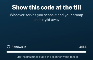 The customer's code for the till, which renews every few minutes.